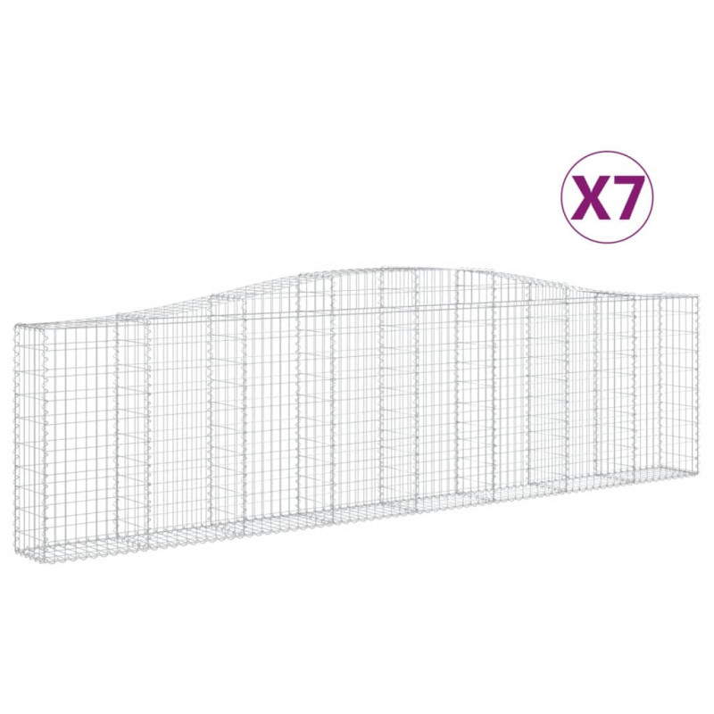 Kosze gabionowe, 7 szt, 400x30x100/120 cm, galwanizowane żelazo