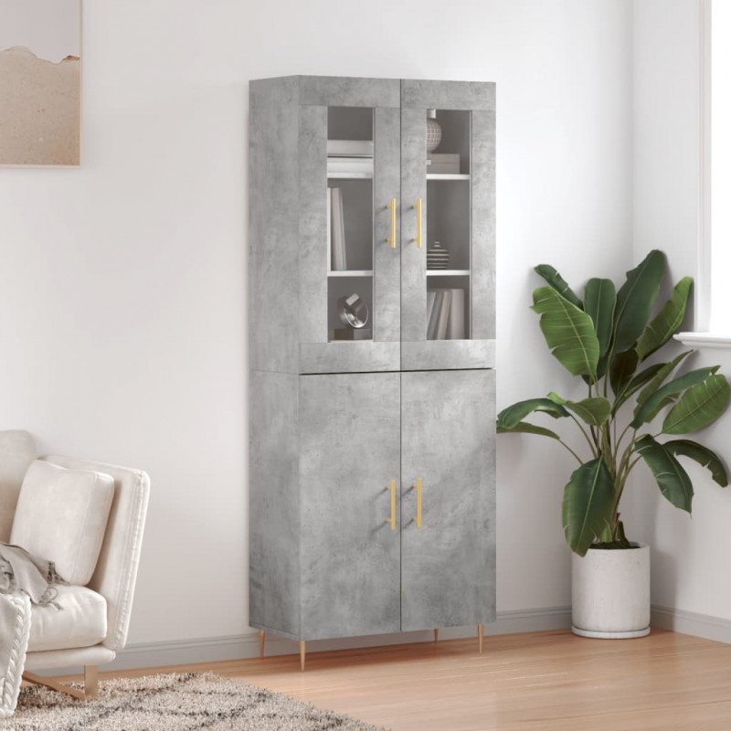 Witrynka, szarość betonu 69,5x34x180 cm materiał drewnopochodny