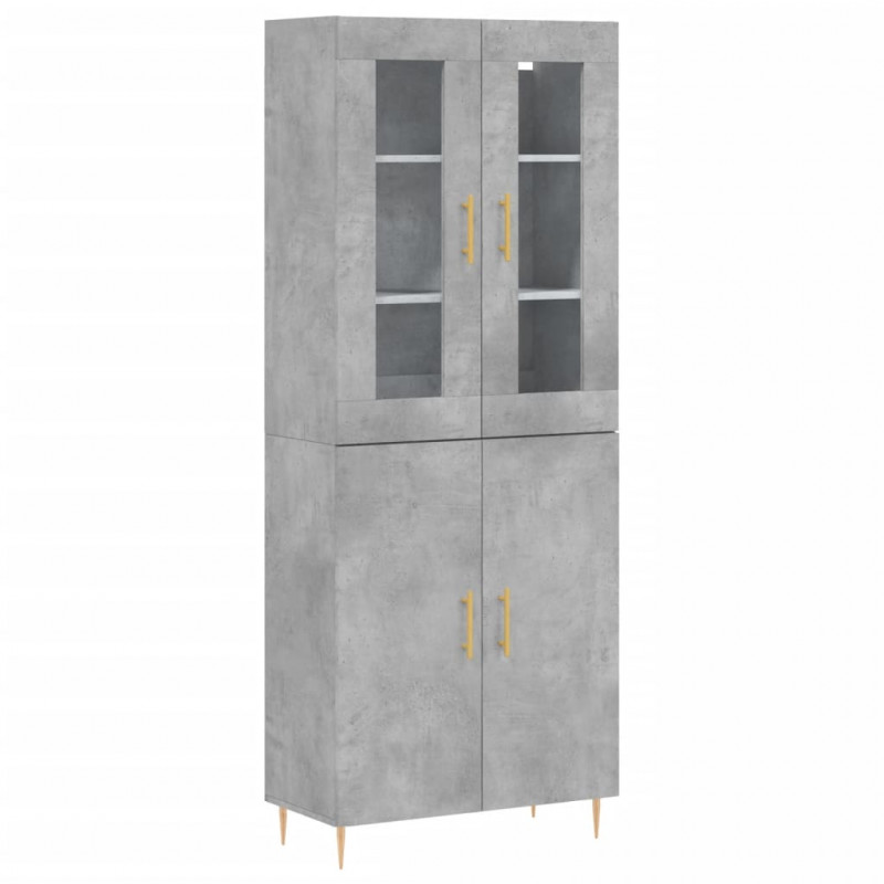 Witrynka, szarość betonu 69,5x34x180 cm materiał drewnopochodny