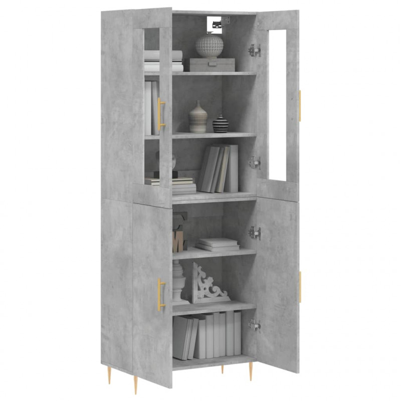 Witrynka, szarość betonu 69,5x34x180 cm materiał drewnopochodny