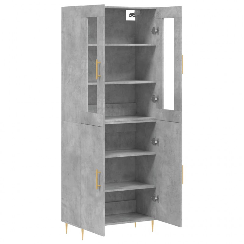 Witrynka, szarość betonu 69,5x34x180 cm materiał drewnopochodny