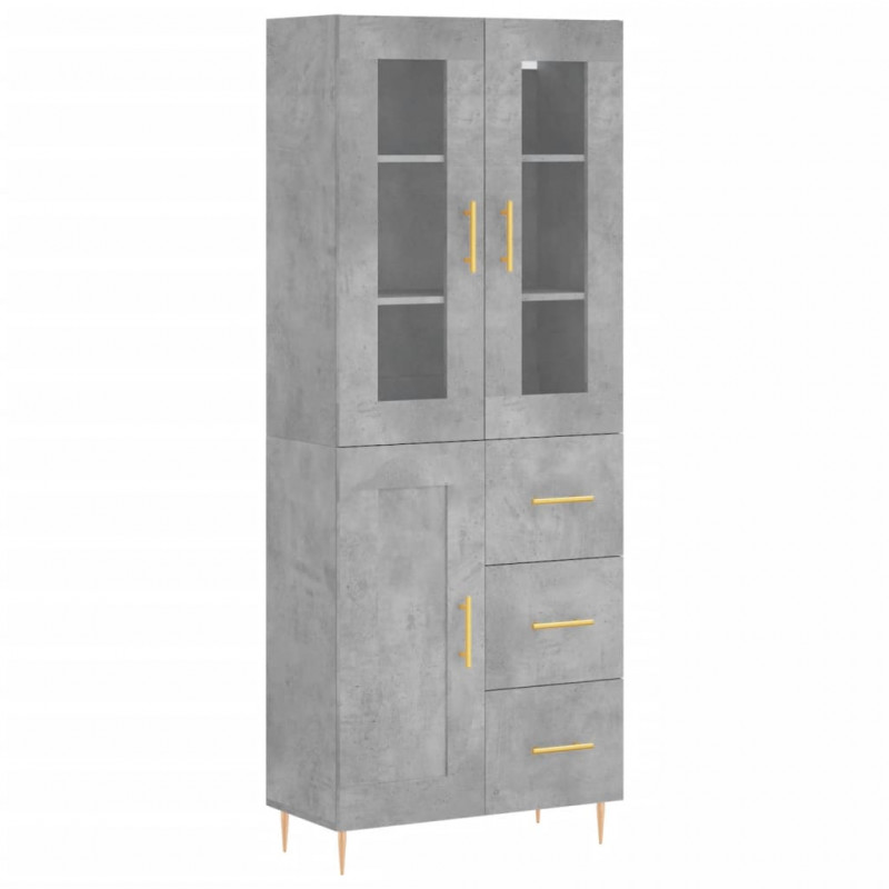 Witrynka, szarość betonu 69,5x34x180 cm materiał drewnopochodny