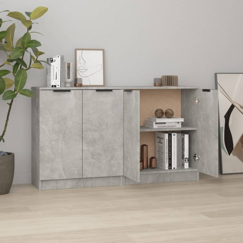 Szafki 2 szt., szary beton 60x30x70 cm, materiał drewnopochodny