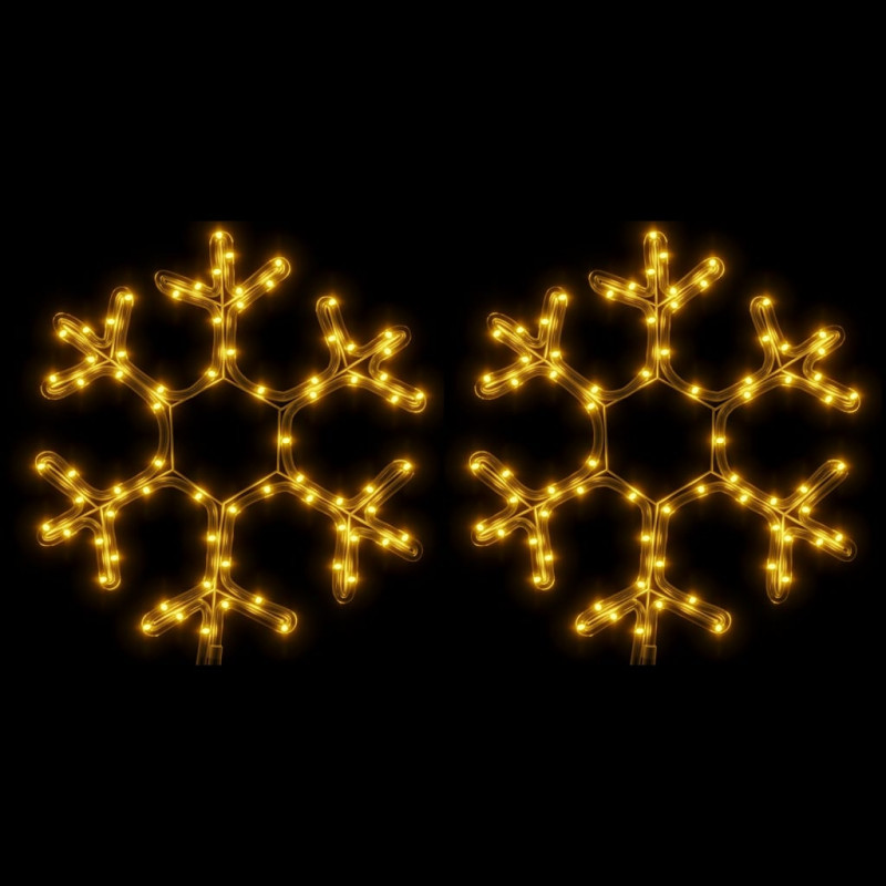 Ozdobne śnieżynki, ciepłe białe światło LED, 2 szt., 38x37 cm