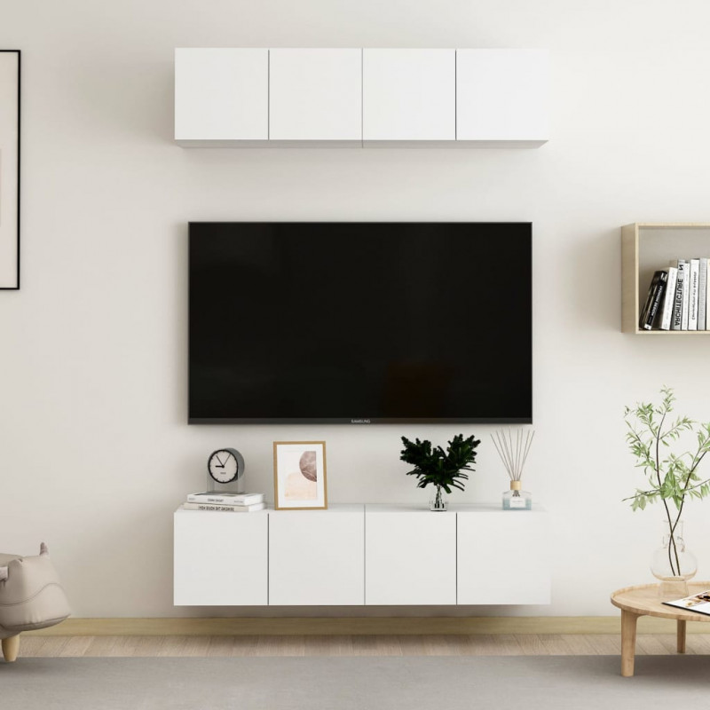 Szafki TV, 4 szt., białe, 60x30x30 cm, materiał drewnopochodny