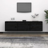 Szafki pod TV, 3 szt., czarne, lite drewno sosnowe