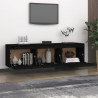 Szafki pod TV, 3 szt., czarne, lite drewno sosnowe