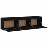 Szafki pod TV, 3 szt., czarne, lite drewno sosnowe