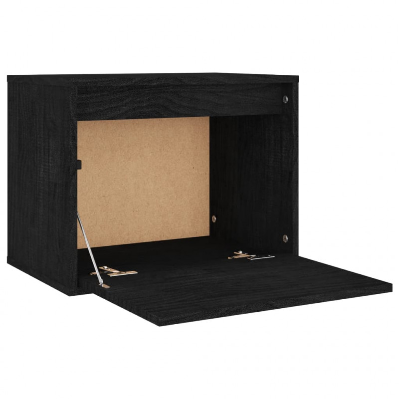 Szafki pod TV, 3 szt., czarne, lite drewno sosnowe
