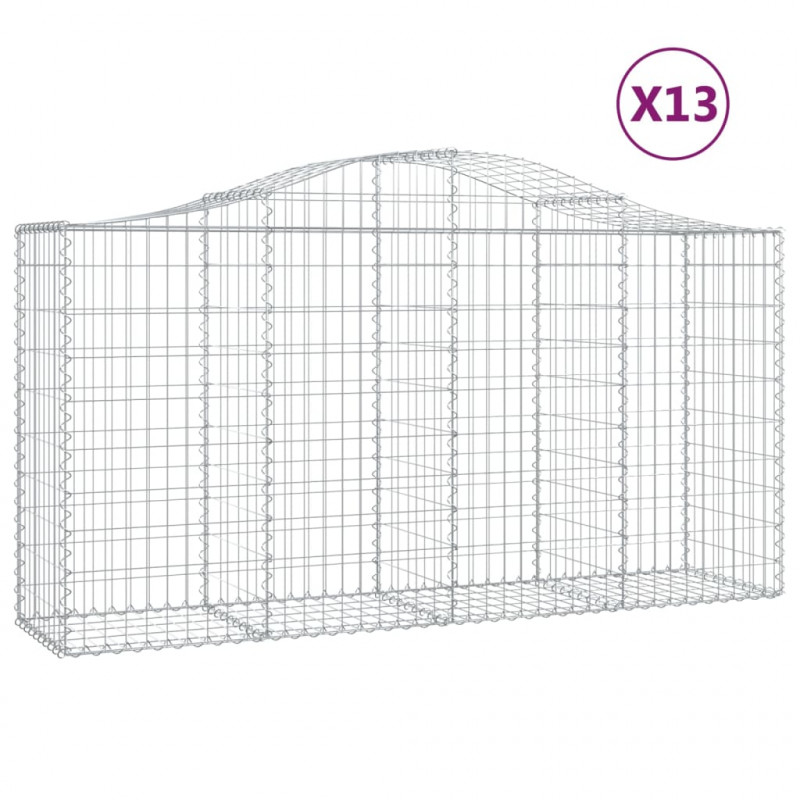 Kosze gabionowe, 13 szt, 200x50x100/120cm, galwanizowane żelazo