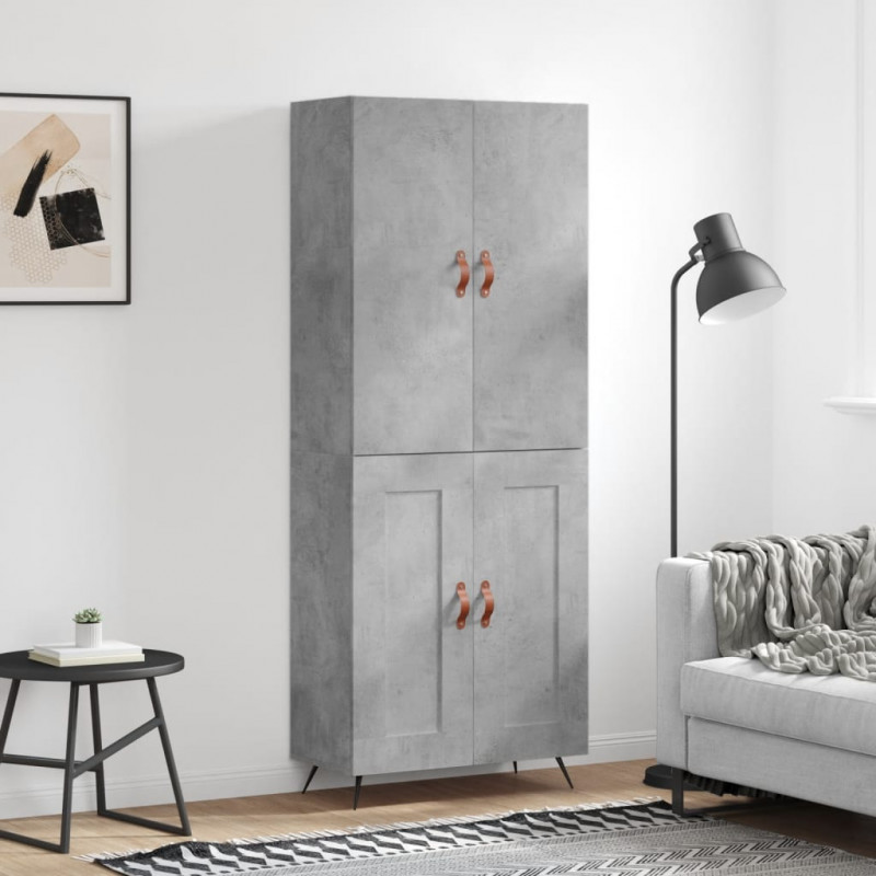 Witrynka, szarość betonu 69,5x34x180 cm materiał drewnopochodny