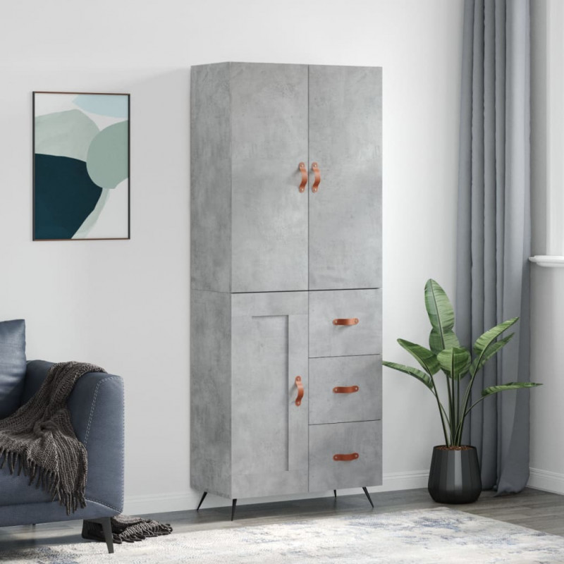 Witrynka, szarość betonu 69,5x34x180 cm materiał drewnopochodny
