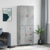 Witrynka, szarość betonu 69,5x34x180 cm materiał drewnopochodny