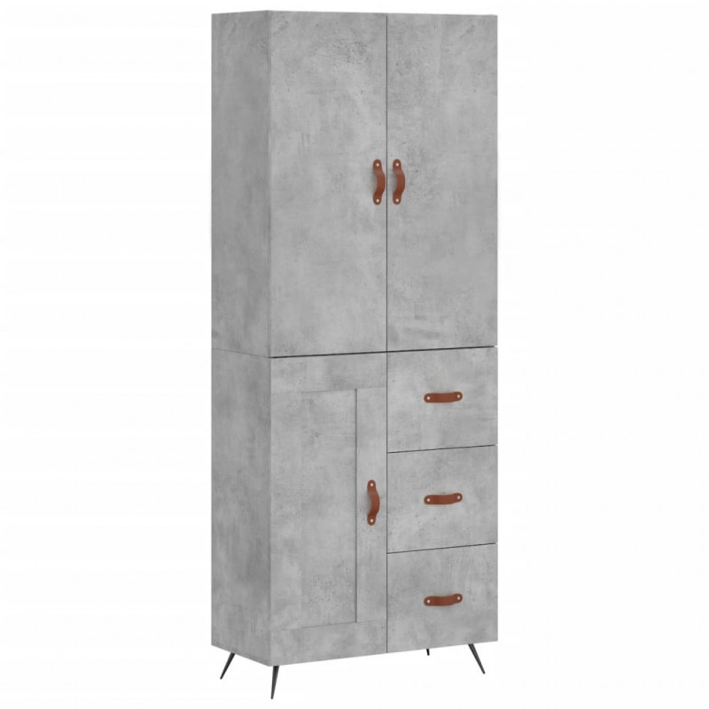 Witrynka, szarość betonu 69,5x34x180 cm materiał drewnopochodny