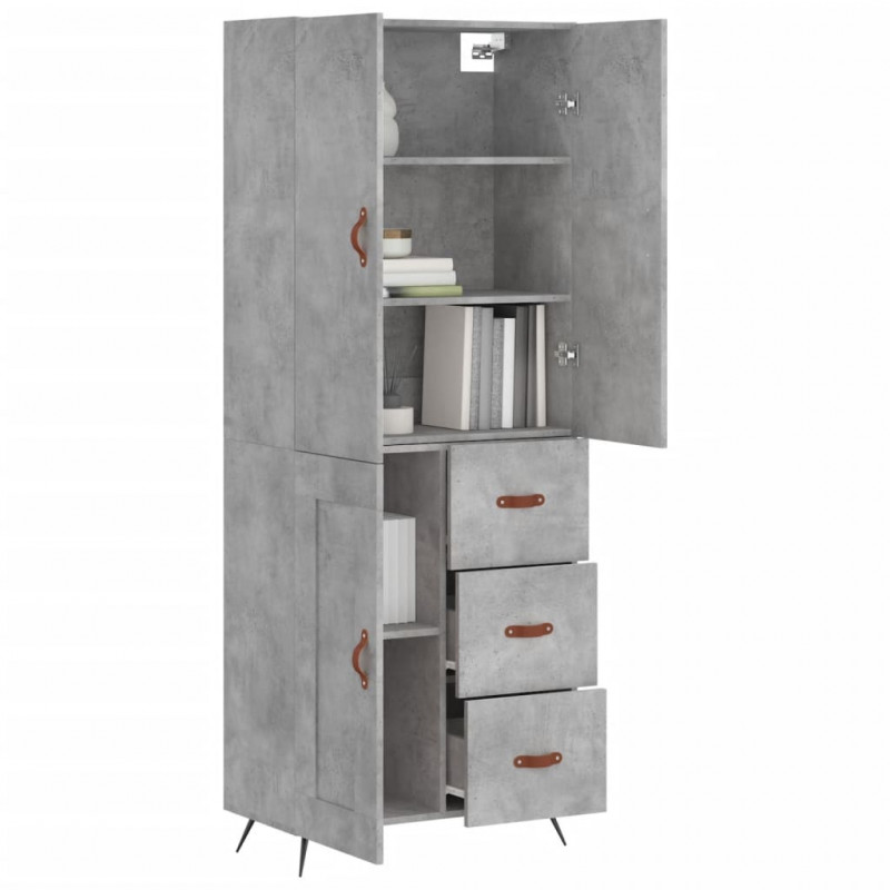 Witrynka, szarość betonu 69,5x34x180 cm materiał drewnopochodny