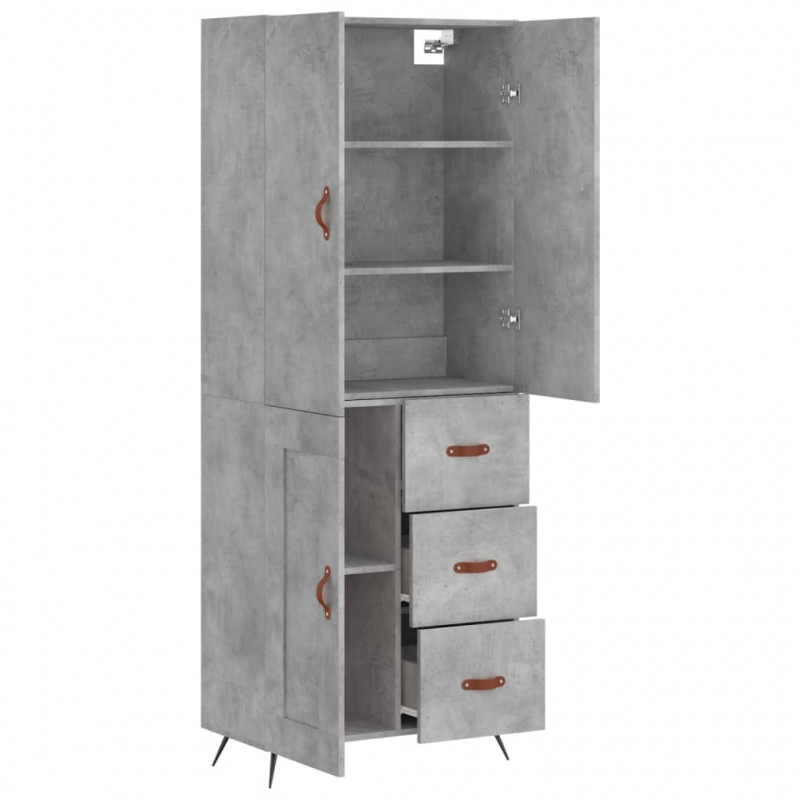 Witrynka, szarość betonu 69,5x34x180 cm materiał drewnopochodny