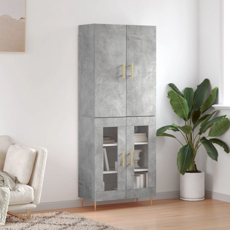 Witrynka, szarość betonu 69,5x34x180 cm materiał drewnopochodny