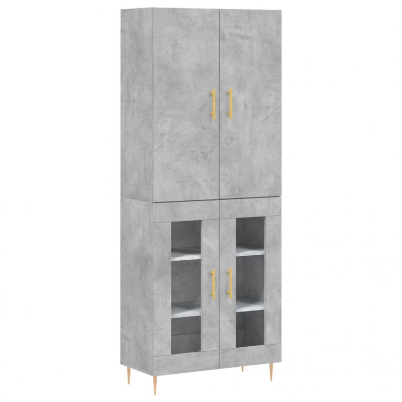Witrynka, szarość betonu 69,5x34x180 cm materiał drewnopochodny
