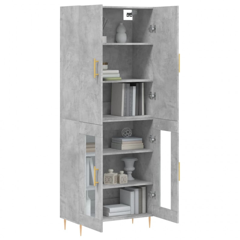 Witrynka, szarość betonu 69,5x34x180 cm materiał drewnopochodny