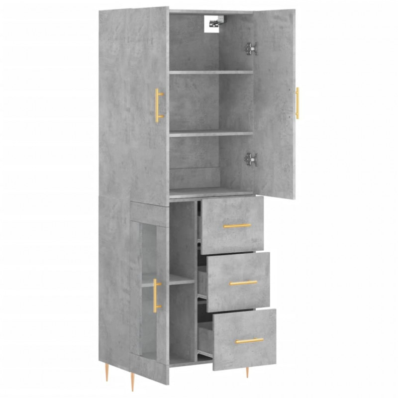 Witrynka, szarość betonu 69,5x34x180 cm materiał drewnopochodny