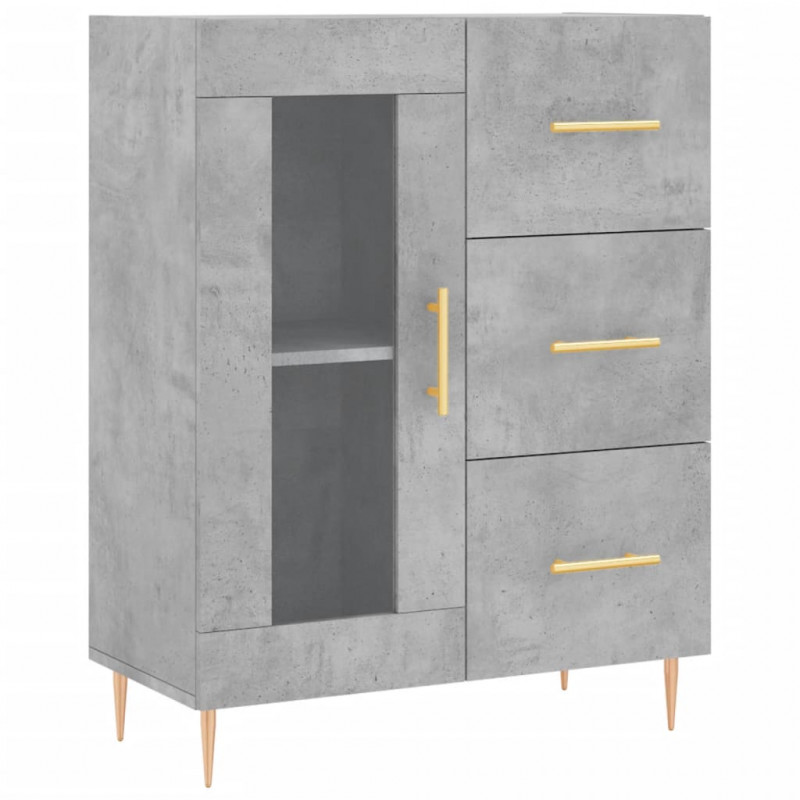 Witrynka, szarość betonu 69,5x34x180 cm materiał drewnopochodny