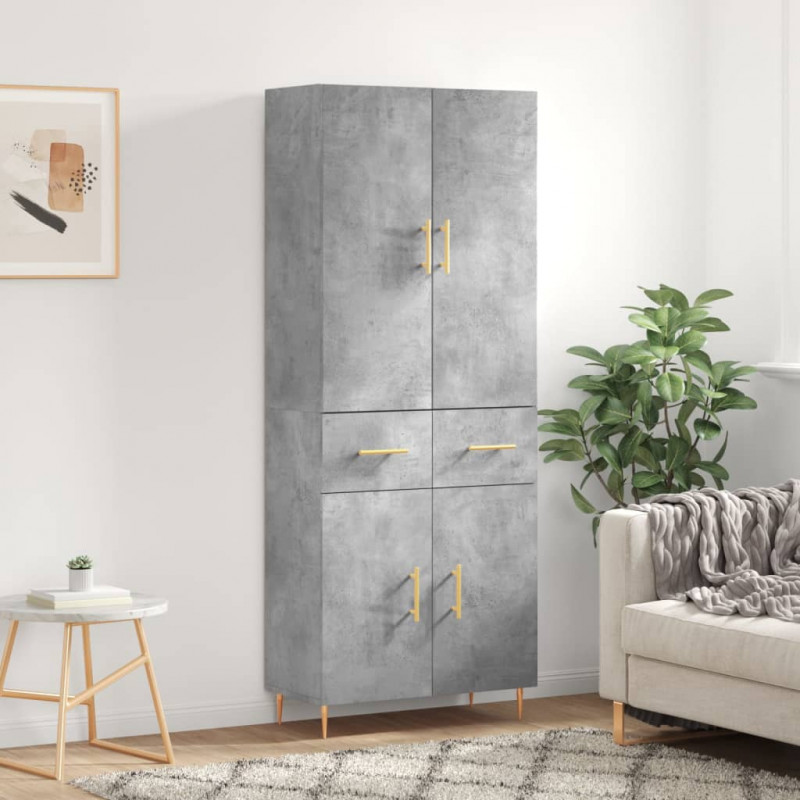 Witrynka, szarość betonu 69,5x34x180 cm materiał drewnopochodny