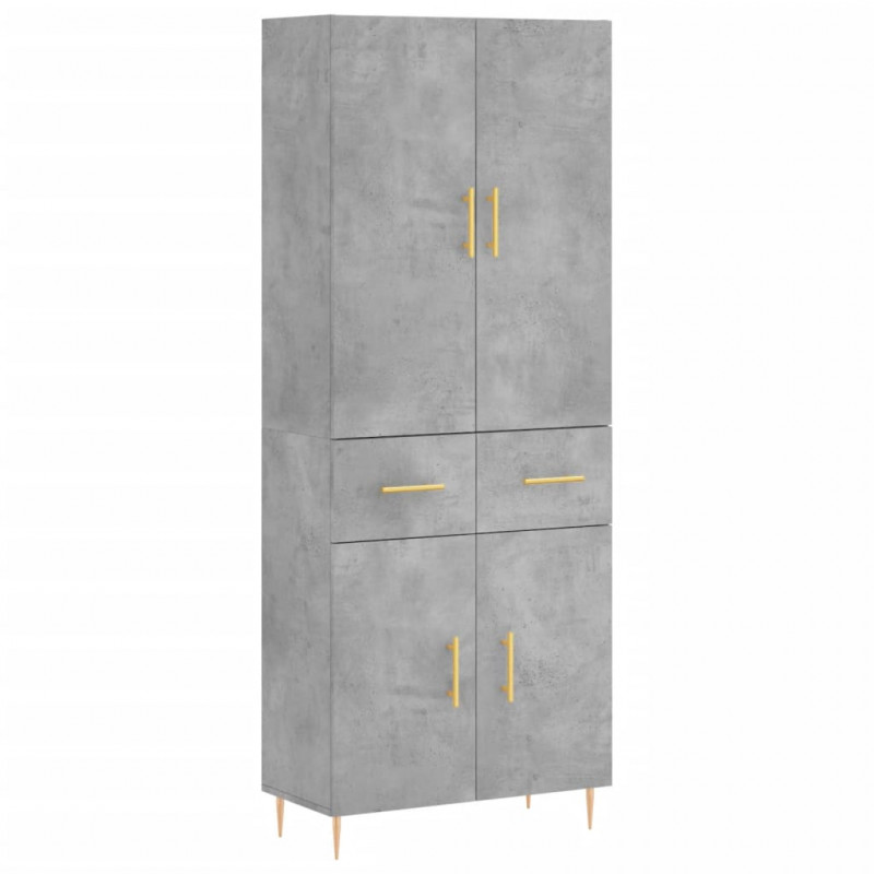 Witrynka, szarość betonu 69,5x34x180 cm materiał drewnopochodny