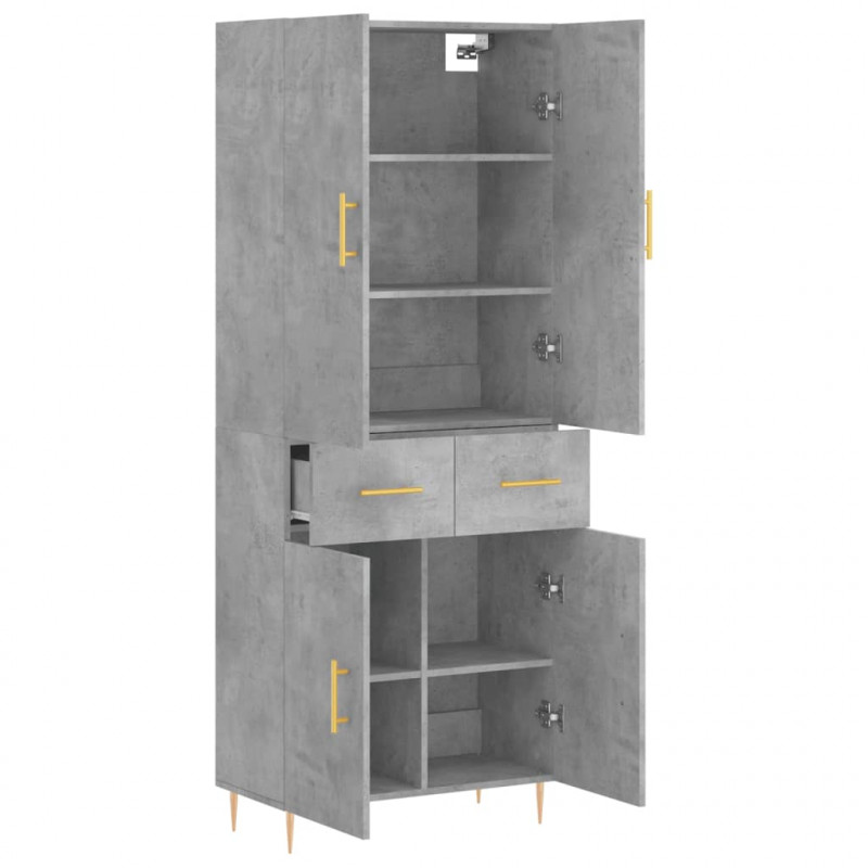 Witrynka, szarość betonu 69,5x34x180 cm materiał drewnopochodny
