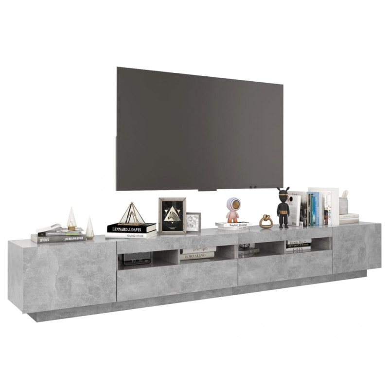 Szafka pod TV z oświetleniem LED, szarość betonu, 260x35x40 cm