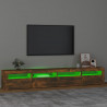 Szafka pod TV z oświetleniem LED, przydymiony dąb, 240x35x40 cm