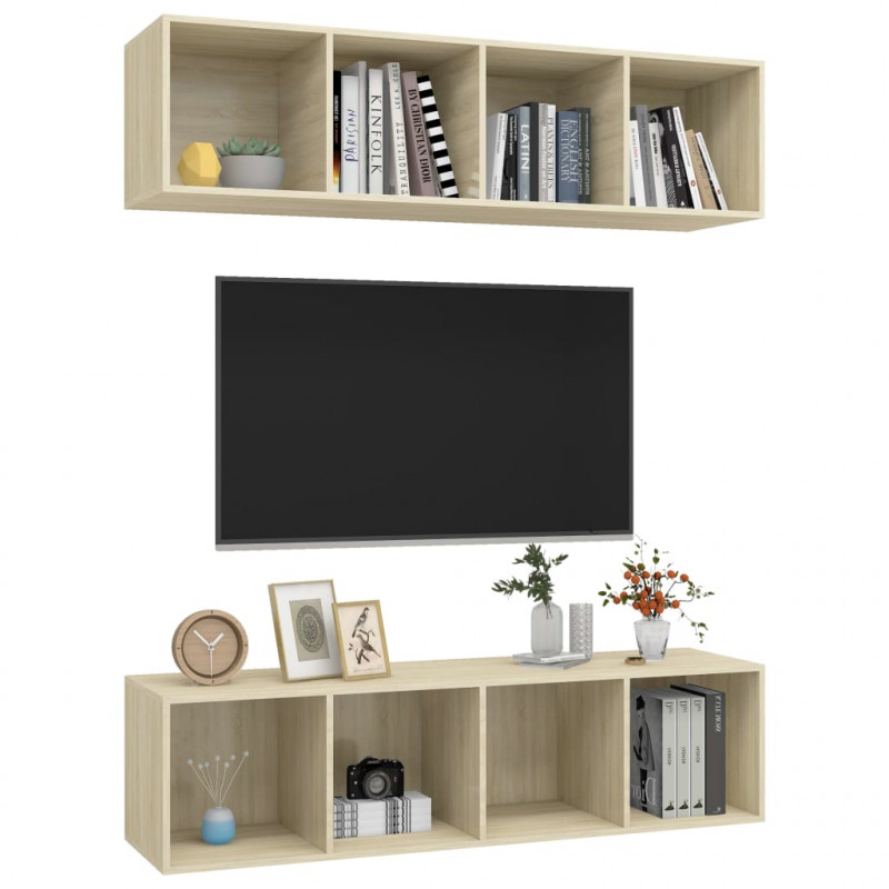 Wiszące szafki TV, 2 szt., dąb sonoma, materiał drewnopochodny