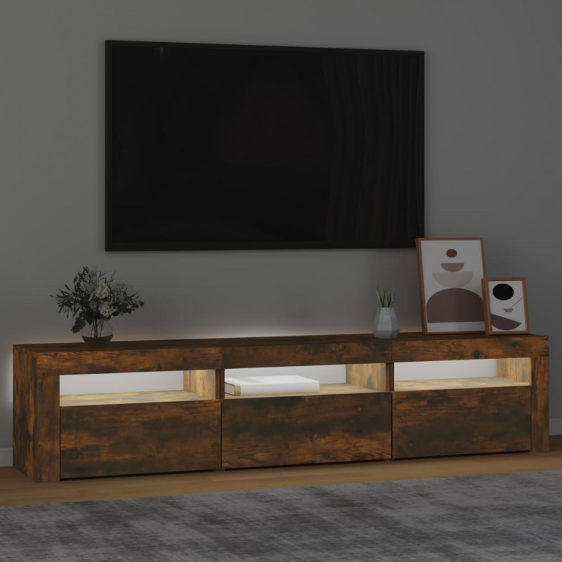 Szafka pod TV z oświetleniem LED, przydymiony dąb, 180x35x40 cm
