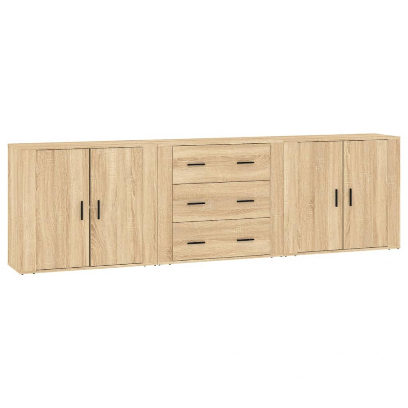 Szafki, 3 szt., dąb sonoma, materiał drewnopochodny