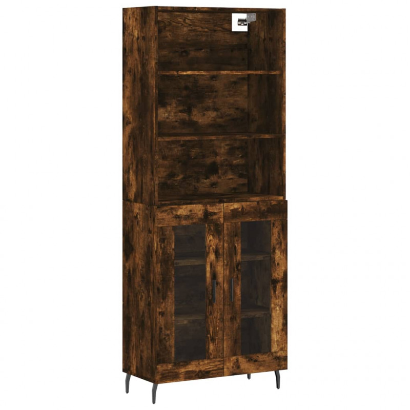 Witrynka przydymiony dąb 69,5x34x180 cm materiał drewnopochodny