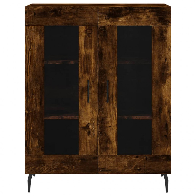 Witrynka przydymiony dąb 69,5x34x180 cm materiał drewnopochodny