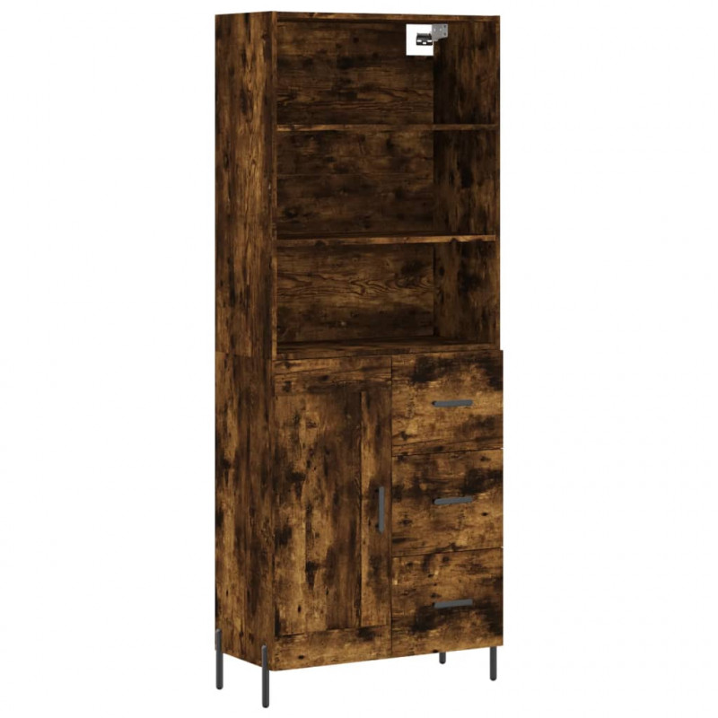 Witrynka przydymiony dąb 69,5x34x180 cm materiał drewnopochodny