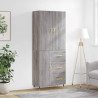 Witrynka szary dąb sonoma 69,5x34x180cm materiał drewnopochodny