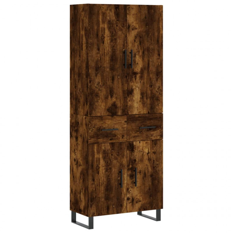 Witrynka przydymiony dąb 69,5x34x180 cm materiał drewnopochodny