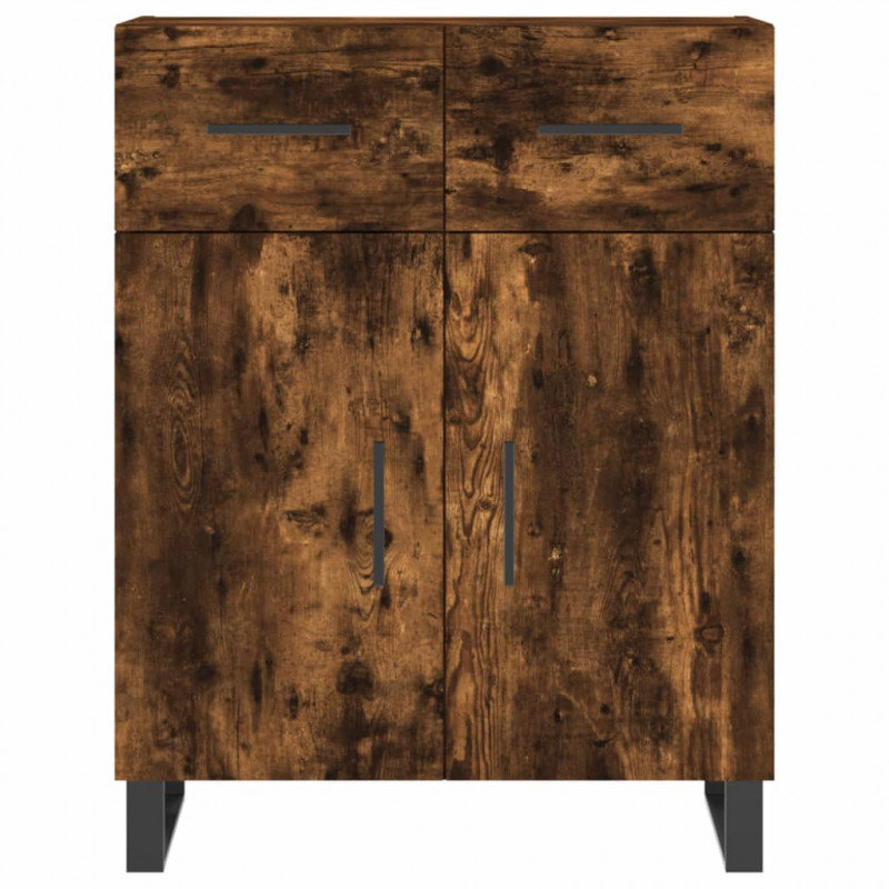Witrynka przydymiony dąb 69,5x34x180 cm materiał drewnopochodny