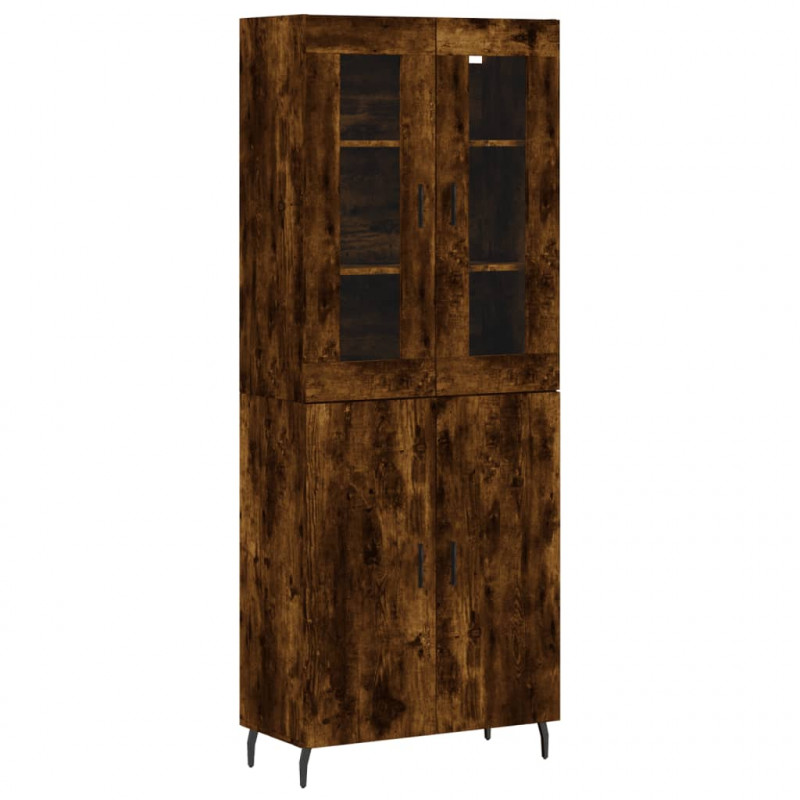 Witrynka przydymiony dąb 69,5x34x180 cm materiał drewnopochodny