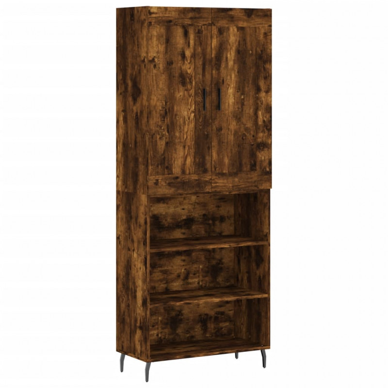 Witrynka przydymiony dąb 69,5x34x180 cm materiał drewnopochodny