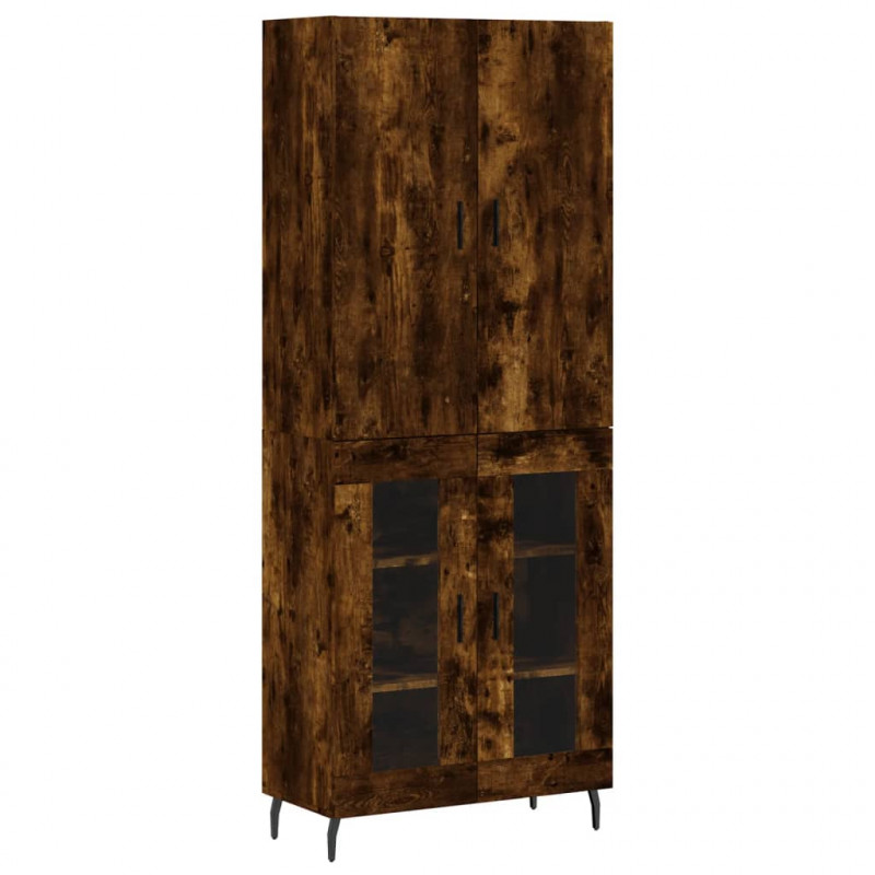 Witrynka przydymiony dąb 69,5x34x180 cm materiał drewnopochodny