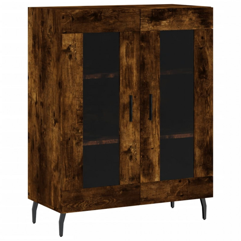 Witrynka przydymiony dąb 69,5x34x180 cm materiał drewnopochodny