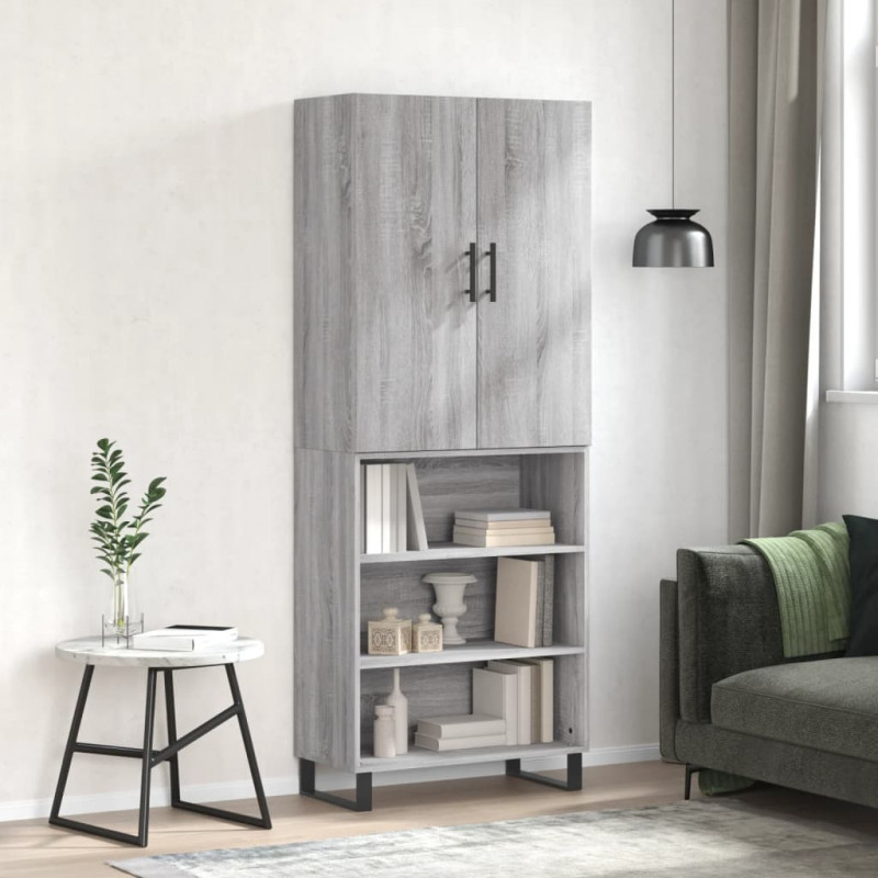 Witrynka szary dąb sonoma 69,5x34x180cm materiał drewnopochodny