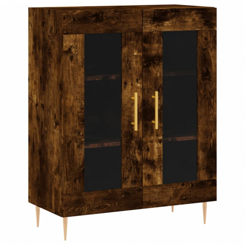 Witrynka przydymiony dąb 69,5x34x180 cm materiał drewnopochodny