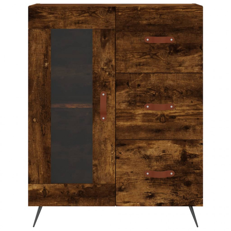 Witrynka przydymiony dąb 69,5x34x180 cm materiał drewnopochodny