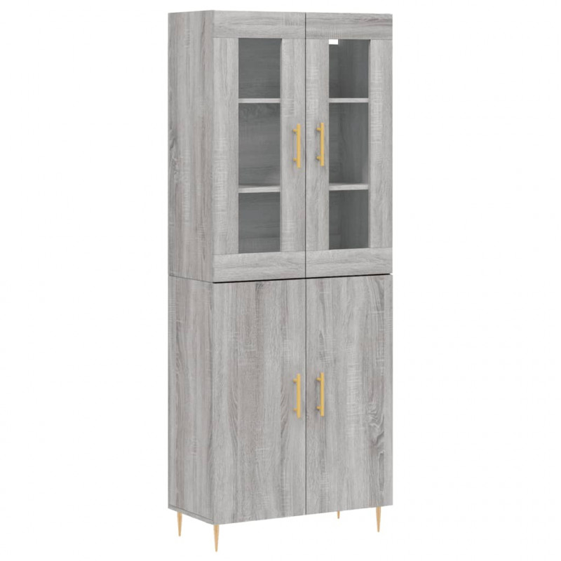 Witrynka szary dąb sonoma 69,5x34x180cm materiał drewnopochodny
