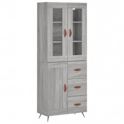 Witrynka szary dąb sonoma 69,5x34x180cm materiał drewnopochodny