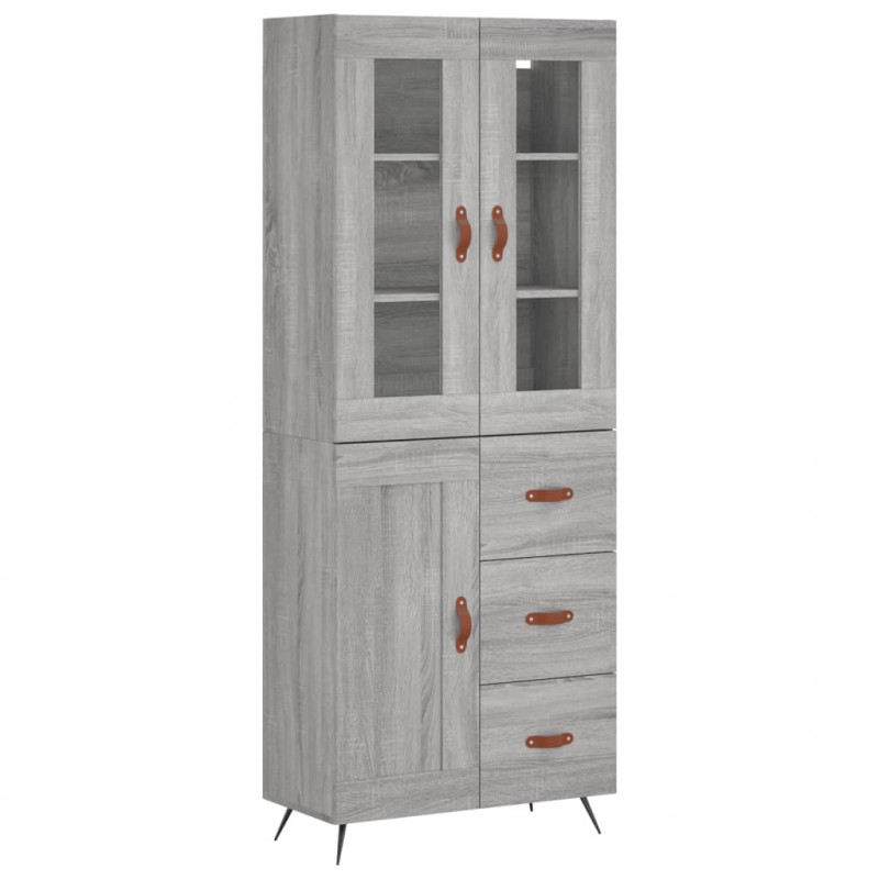Witrynka szary dąb sonoma 69,5x34x180cm materiał drewnopochodny