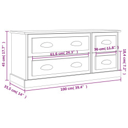 Szafka pod TV, czarna, 100x35,5x45 cm, materiał drewnopochodny